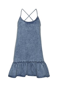 Rochie Noisy May Scarlett Frill Strap Light Blue Denim